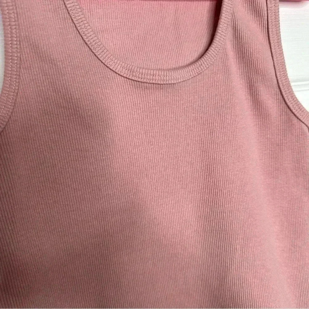 SWS Essentials Tank Top Cropped Ribbed Racerback  Pink Size Medium - Picture 4 of 16